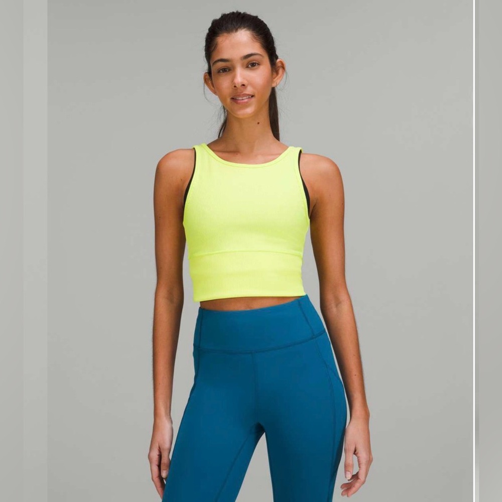 Lululemon Power Pivot Ribbed Tank Top in Electric Lemon Yellow